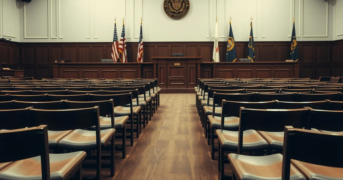 AI-generated illustration: an empty county commission meeting room