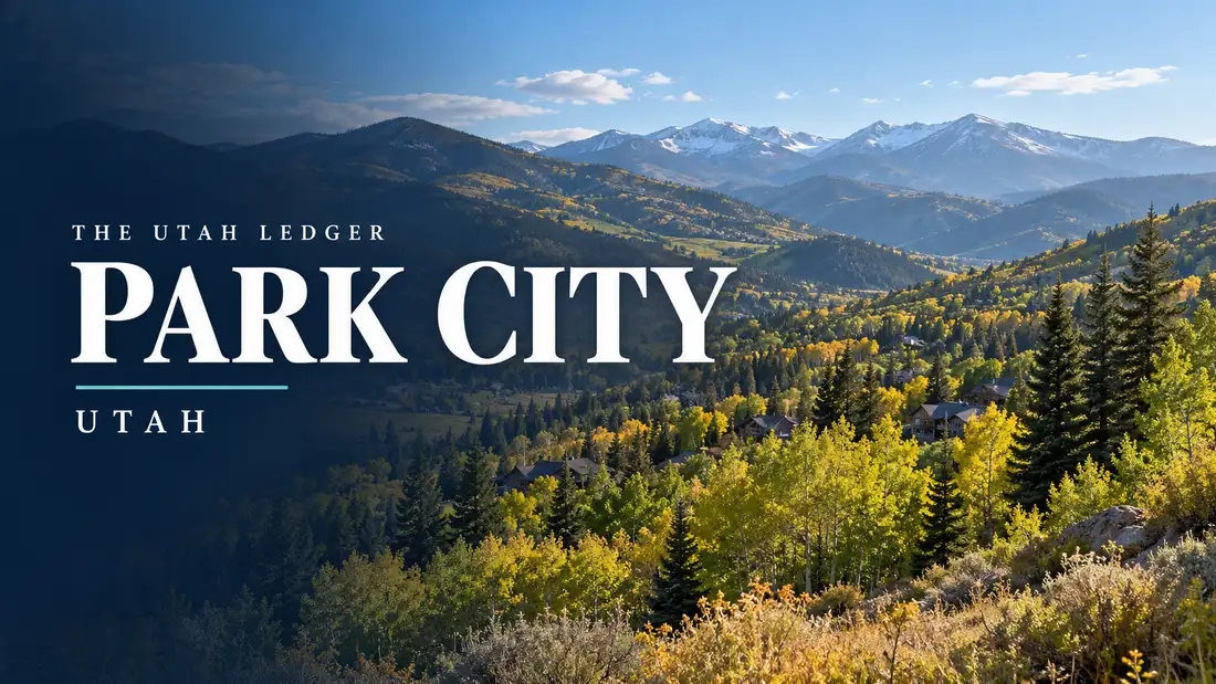 AI-generated illustration: a regional landscape with the name Park City, Utah, and The Utah Ledger in type