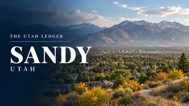 AI-generated illustration: a regional landscape with the name Sandy, Utah