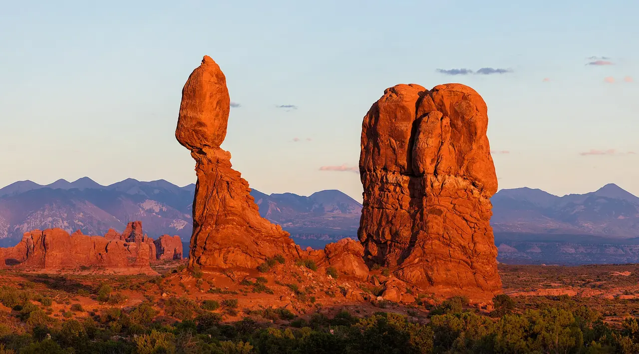Balanced Rock at sunset in Arches National Park