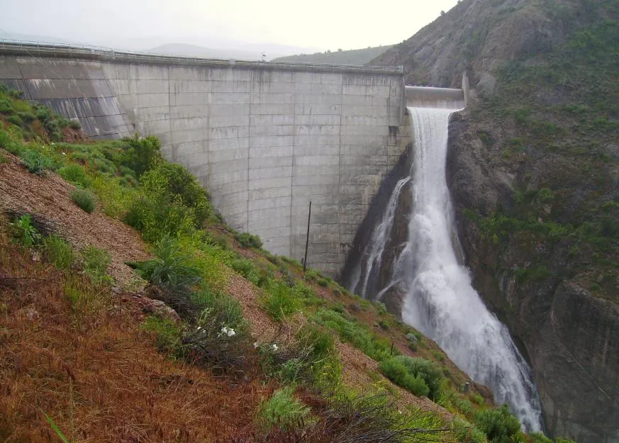 Water spilling down the face of East Canyon Dam in Morgan County