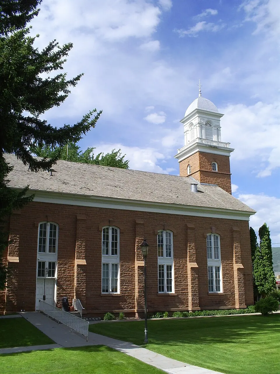 South side of the Wasatch Stake Tabernacle, used as Heber City Hall, at 75 North Main Street; file photo from June 24, 2010, display cropped.