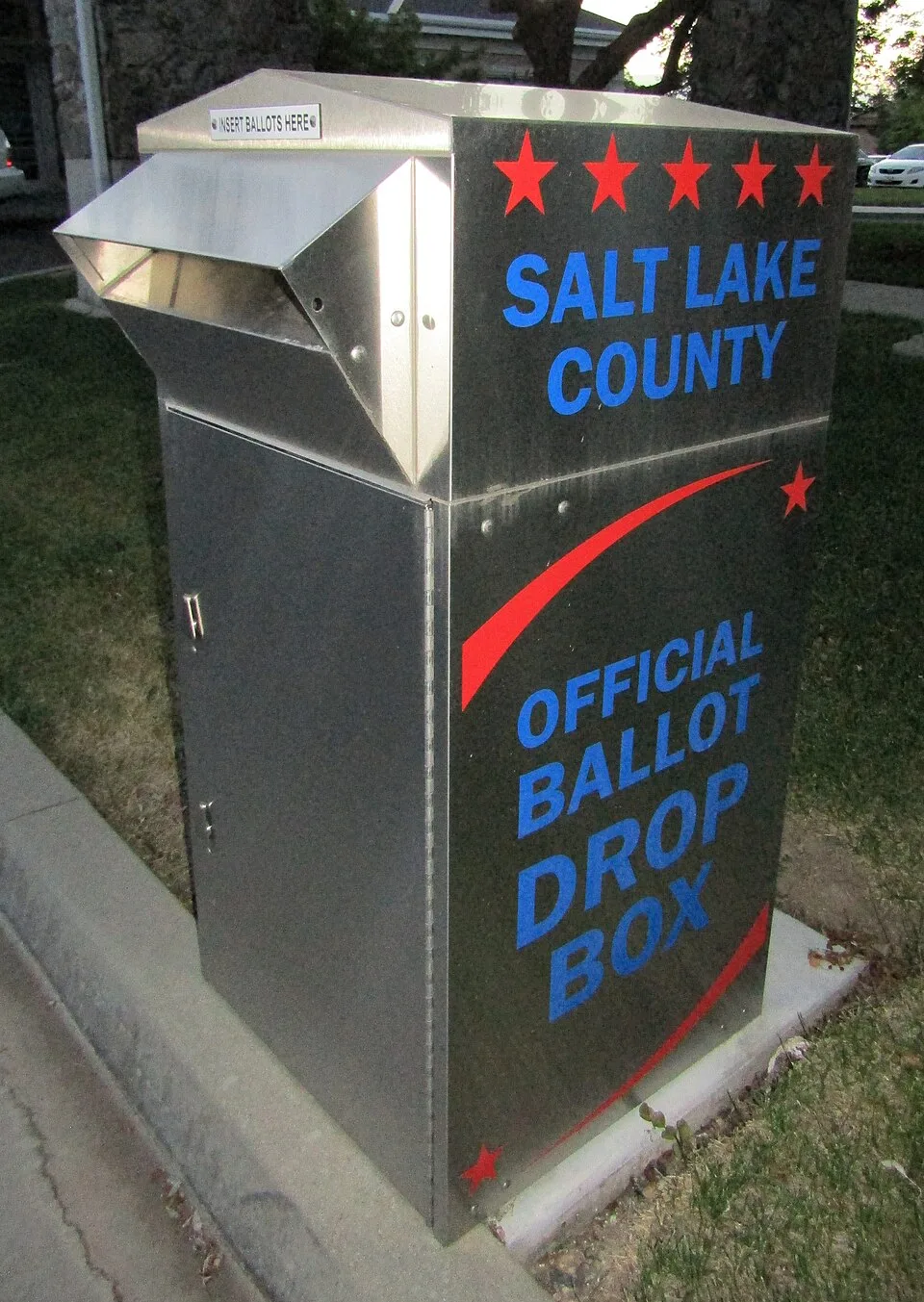 A Salt Lake County ballot drop box