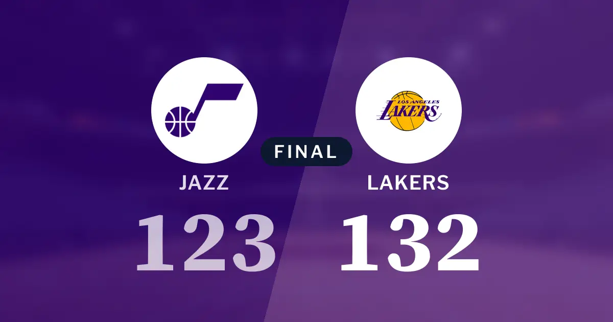 Final score: Utah Jazz 123, Los Angeles Lakers 132