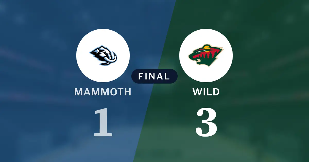 Final score: Utah Mammoth 1, Minnesota Wild 3